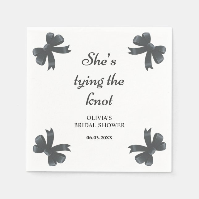 Serviette En Papier Black Bow Elle Noue Le Nœud Réception De Mariage (Devant)
