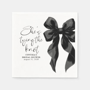 Serviette En Papier Black Bow She's Tying the Knot Fête des mariées