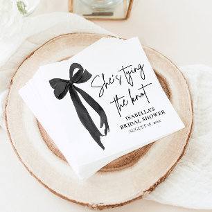 Serviette En Papier Black Bow She's Tying the Knot Fête des mariées