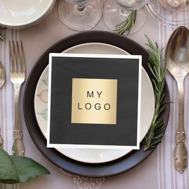 Serviette En Papier Black cafe bar business logo luncheon (Créateur téléchargé)