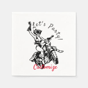 Serviette En Papier Black Cat Biker Babe Thunder_Cove