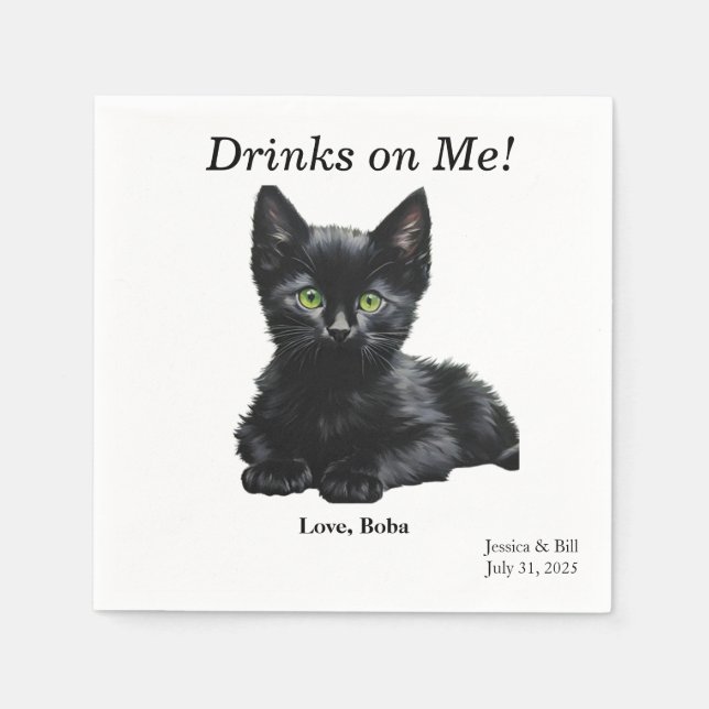 Serviette En Papier Black Cat Cocktail Napkin (Devant)