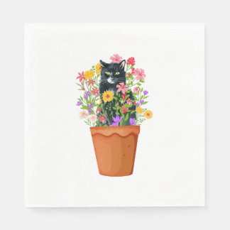 Serviette En Papier black cat witwer flower