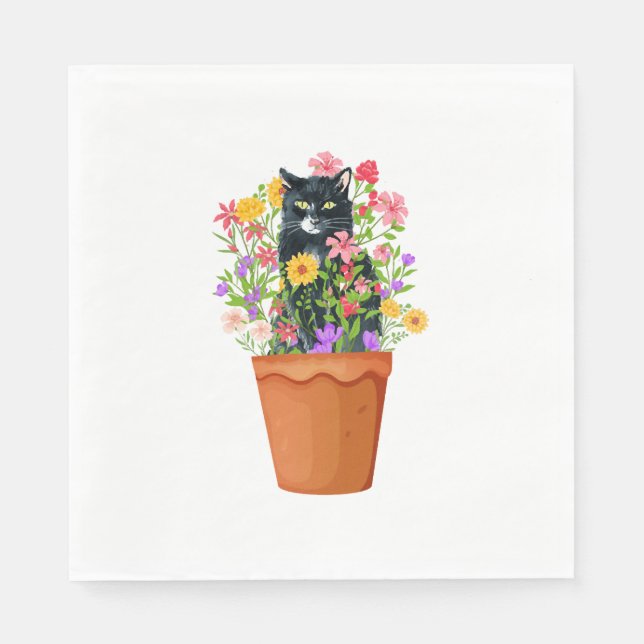 Serviette En Papier black cat witwer flower (Devant)