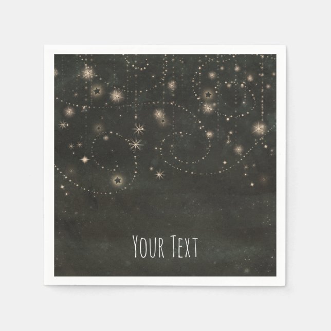 Serviette En Papier Black Celestial Dark Starry Sky tourbillonne N'imp (Devant)