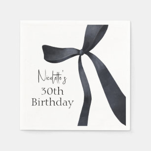 Serviette En Papier Black Coquette Bow Vieux argent 30e anniversaire