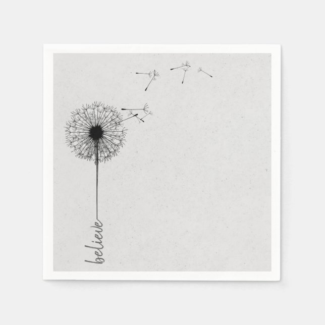 Serviette En Papier Black Dandelion Croire Inspiration (Devant)