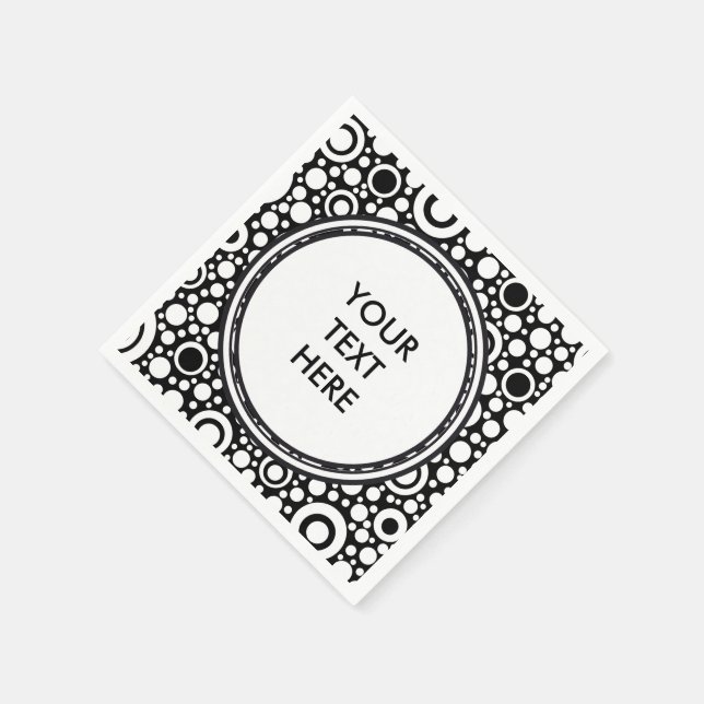 Serviette En Papier Black Dots & Circles Grid + your backgr. & (Coin)