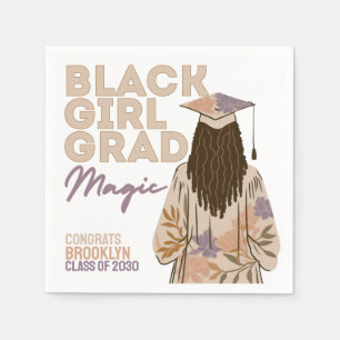 Serviette En Papier Black Girl Grad Magic Floral Boho Graduation Party