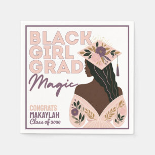 Serviette En Papier Black Girl Grad Magic Floral Boho Graduation Party