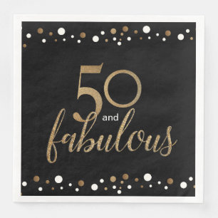 Serviette En Papier Black Gold 50 et fabuleux 50e anniversaire