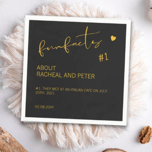 Serviette En Papier Black Gold Chic Moderne Fun Facts Script Mariage