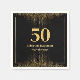 Serviette En Papier Black Gold Frontière Parties scintillant moderne 5