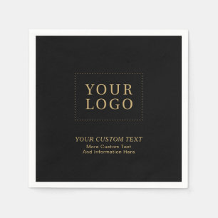 Serviette En Papier Black & Gold   Logo de société personnalisé promot