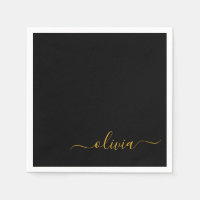 Black Gold Script Monogramme Nom Moderne