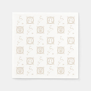 Serviette En Papier Black & Gold Zodiac Leo Astrologie Star Sign Carré