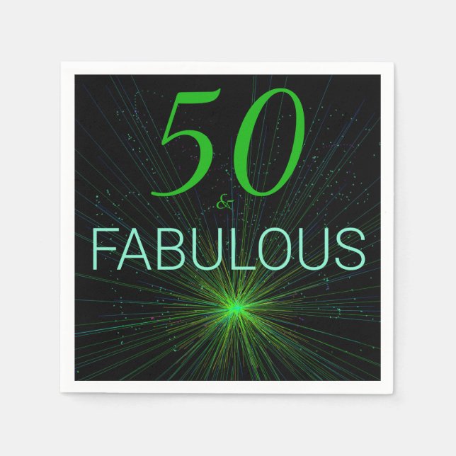 Serviette En Papier Black green 50 & Fabuleux Birthday Party Paper (Devant)