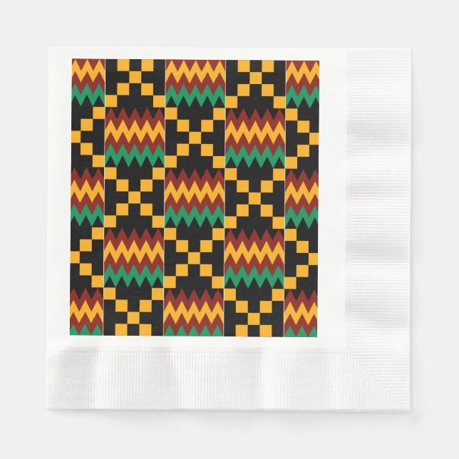 Serviette En Papier Black, Green, Red, et Yellow Kente Cloth (Devant)