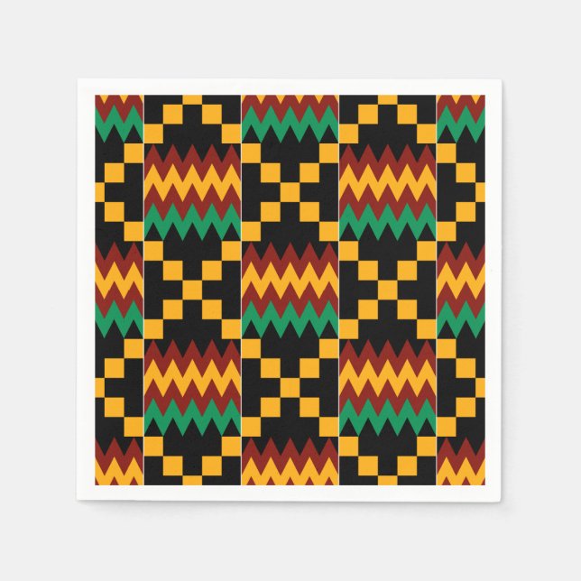 Serviette En Papier Black, Green, Red, et Yellow Kente Cloth (Devant)