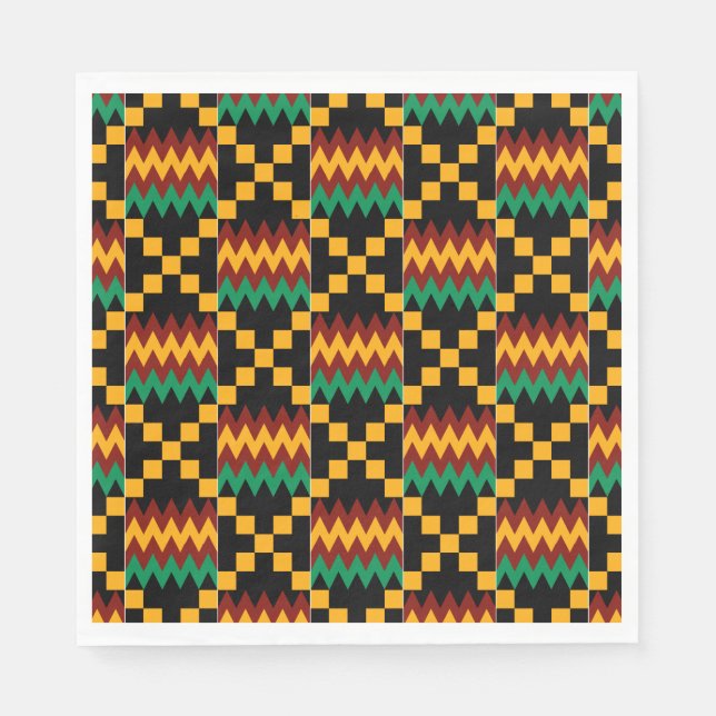 Serviette En Papier Black, Green, Red, et Yellow Kente Cloth (Devant)