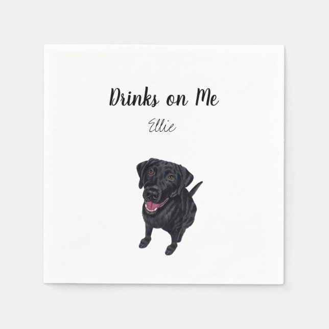 Serviette En Papier Black Lab Cocktail Napkins (Devant)