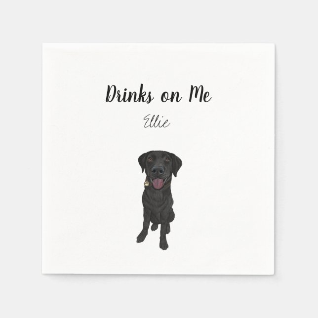 Serviette En Papier Black Lab Cocktail Napkins (Devant)