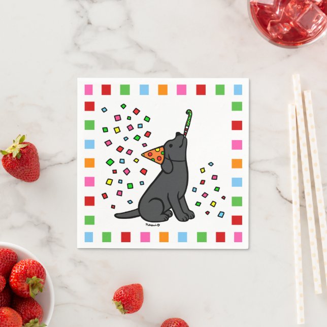 Serviette En Papier Black Labrador Birday Party Confetti (En situation)