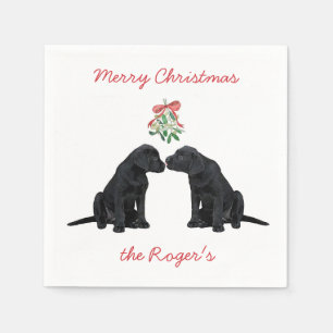 Serviette En Papier Black Labrador Mistletoe mignon Chien Chien Chien