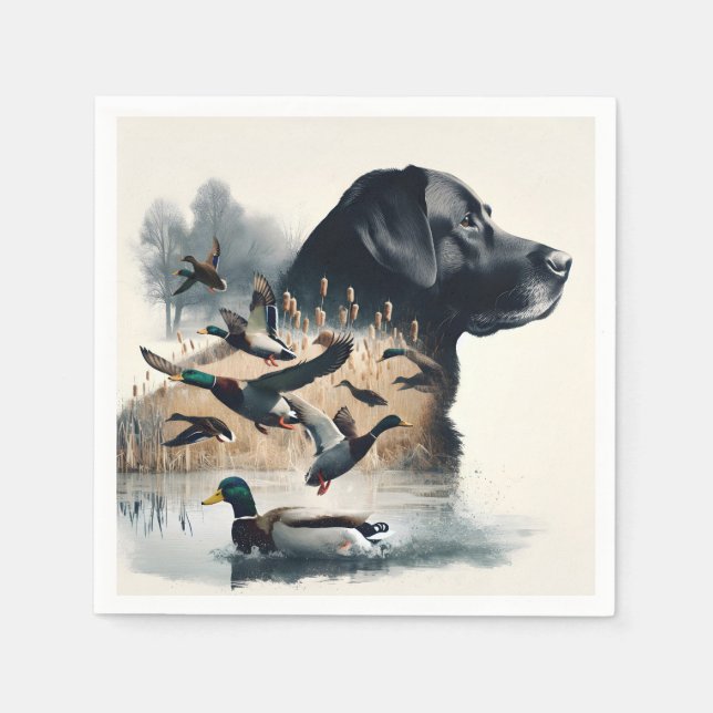 Serviette En Papier Black Labrador Retriever et Canards (Devant)