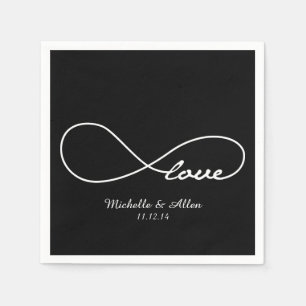 Serviette En Papier Black Love Infinity Papier Mariage ensemble de ser