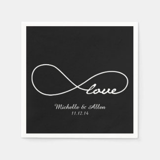 Serviette En Papier Black Love Infinity Papier Mariage ensemble de ser