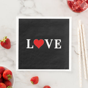 Serviette En Papier Black LOVE Tredny moderne noir et blanc