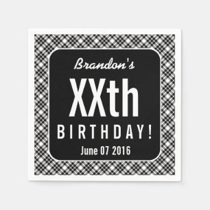 Serviette En Papier BLACK PLAID chaque année Anniversaire B05A