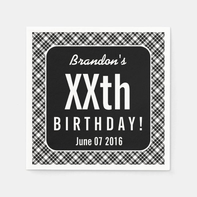 Serviette En Papier BLACK PLAID Chaque année Anniversaire B05A (Devant)