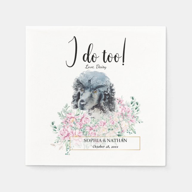 Serviette En Papier Black Poodle Chien Mariage Cocktail Napkins (Devant)
