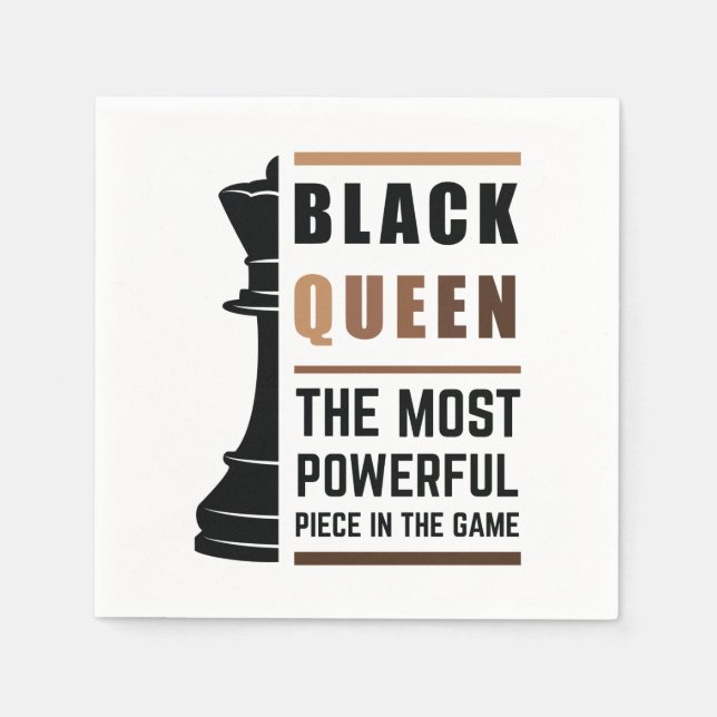 Serviette En Papier Black Queen La Pièce La Plus Puissante Dans Le Jeu (Devant)
