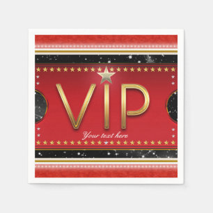 Serviette En Papier Black Red Gold Glam Stars VIP Ticket Custom Party