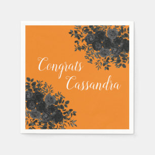 Serviette En Papier Black Rose Dark Gothic Graduation Party Orange