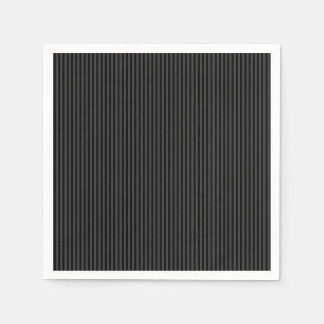 Serviette En Papier Black & Smoky Black Narrow Vertical Stripes (Devant)