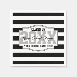 Serviette En Papier Black Stripes Classe de 20XX Graduation Party