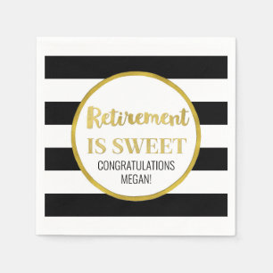 Serviette En Papier Black Stripes Gold Retirement est doux