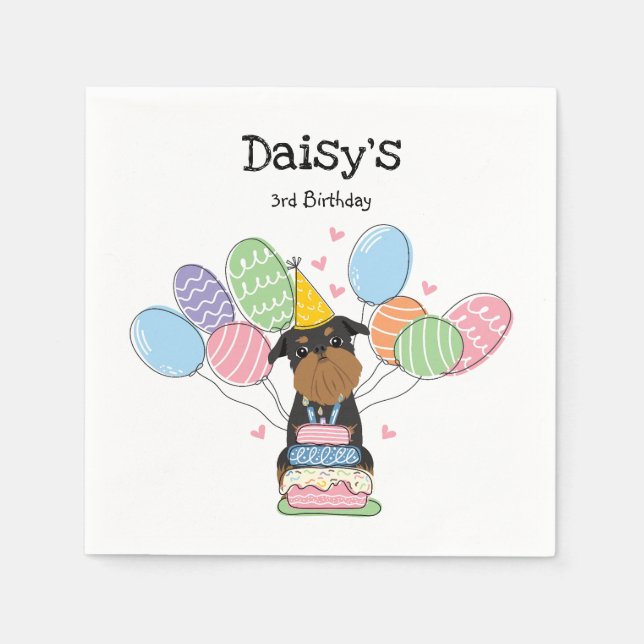 Serviette En Papier Black Tan Brussels Griffon Document d'anniversaire (Devant)