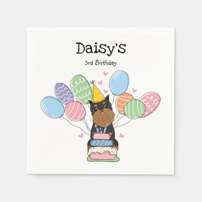 Serviette En Papier Black Tan Brussels Griffon Document d'anniversaire (Devant)