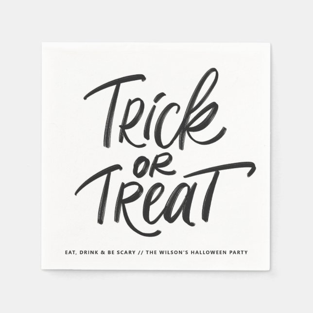 Serviette En Papier Black Trick ou Treat Letting Halloween Party (Devant)