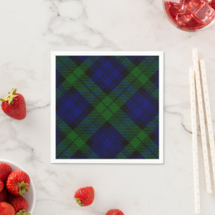 Serviette En Papier Black Watch Tartan bleu vert Plaid
