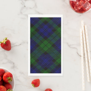 Serviette En Papier Black Watch Tartan bleu vert Plaid
