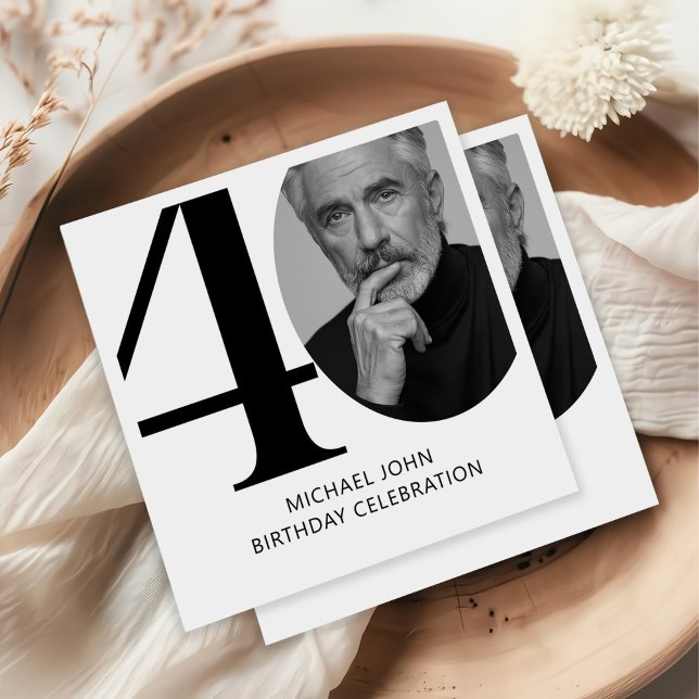 Serviette En Papier Black & White 40e photo d'anniversaire (Créateur téléchargé)