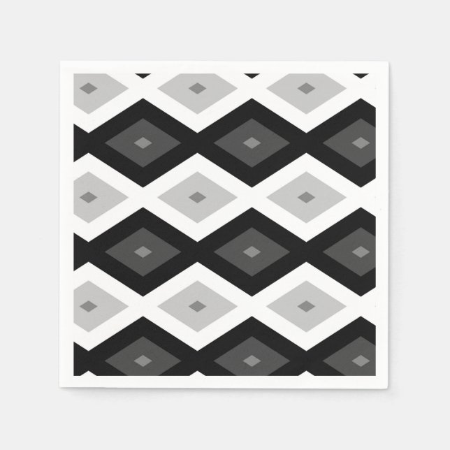 Serviette En Papier Black, white and grey diamond pattern (Devant)