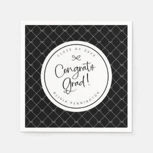 Serviette En Papier Black White Bows Congrats Grad Grad Graduation Par
