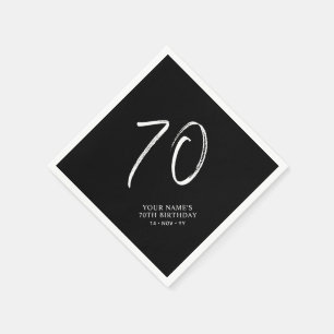 Serviette En Papier Black & White Brush Script Fête d'anniversaire 7